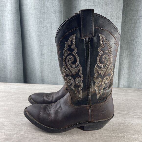 VTG Double H Boots Men\'s 7M Brown Patina Cowboy Western Oil Resistant DH1702 main image 16